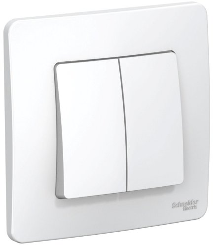 Выключатель с рамкой Systeme Electric Blanca 2-кл. белый картинка